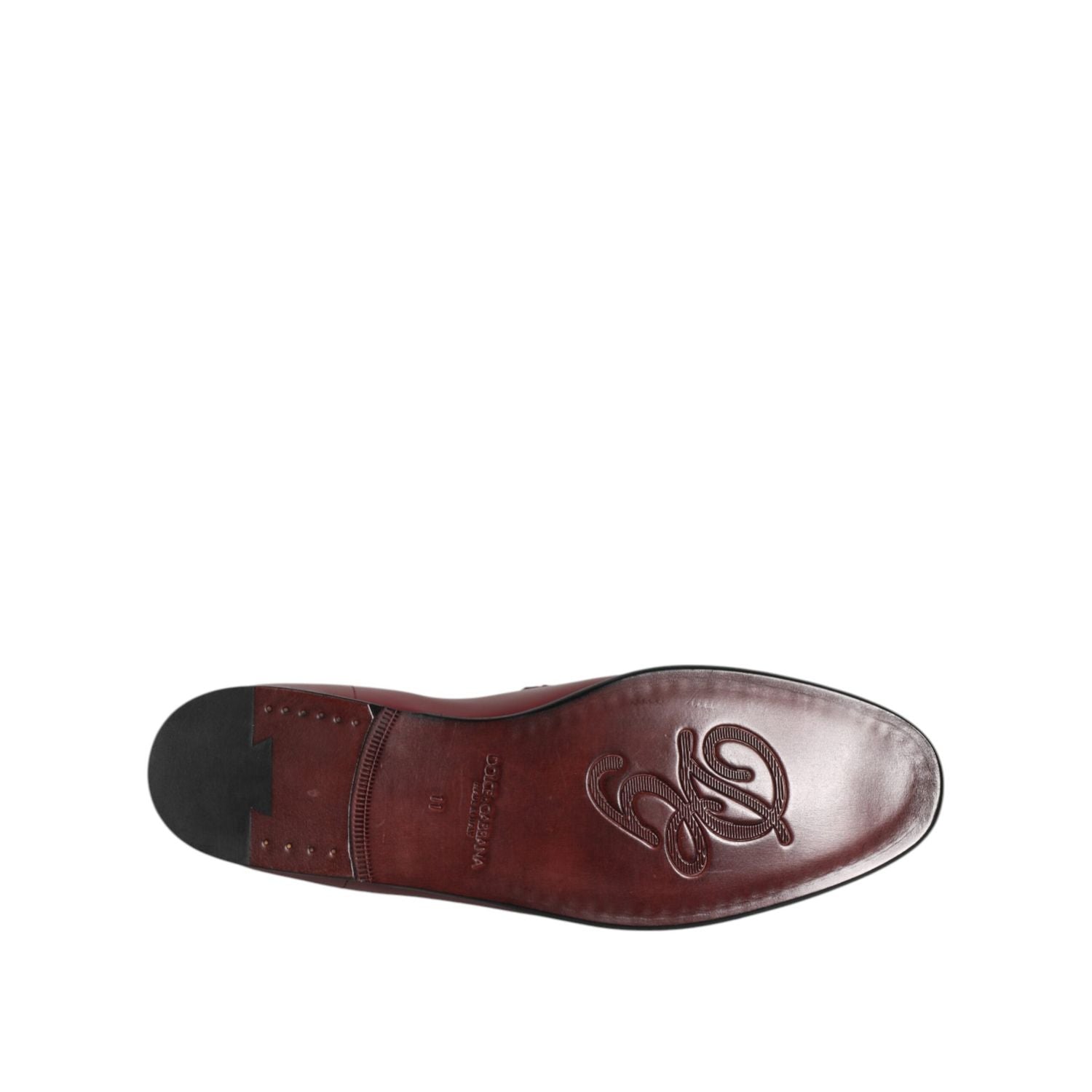Dolce & Gabbana Burgundy Calfskin Leather Formal Slip On Shoes