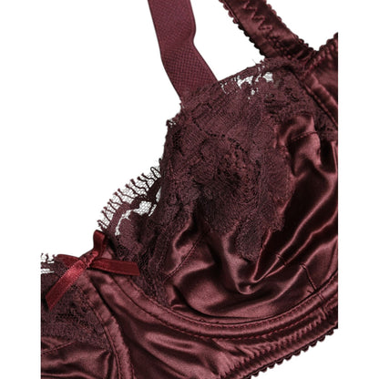 Dolce & Gabbana Burgundy Silk Underwired Balconette Bra Underwear