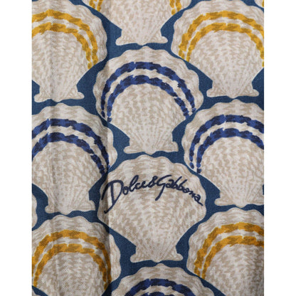 Dolce & Gabbana Cream Cotton Silk Hawaii Scallop Shell Print Shirt