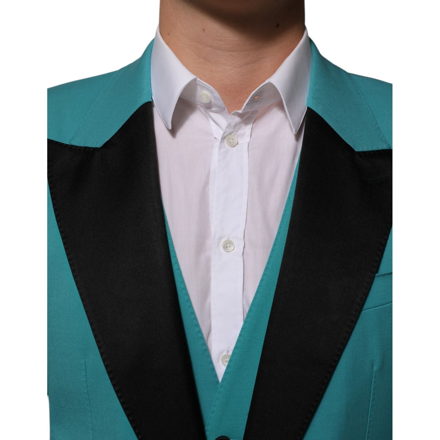 Dolce & Gabbana Cyan 3 Piece Wool Silk Blend Suit SICILIA