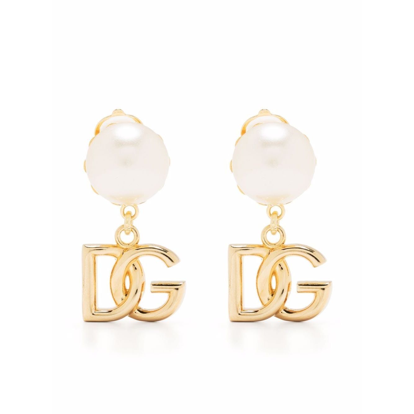 Dolce & Gabbana DG Logo and Pearl Earrings