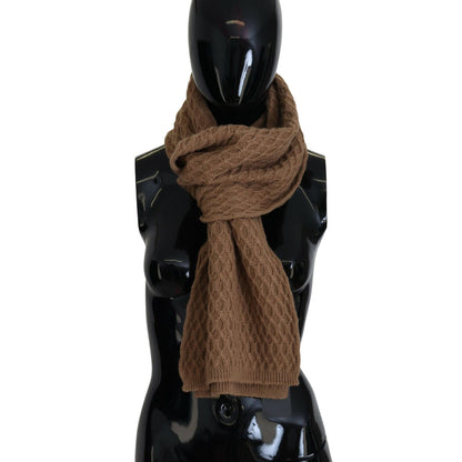 Dolce & Gabbana Dark Brown Wrap Shawl Knitted Camel Scarf