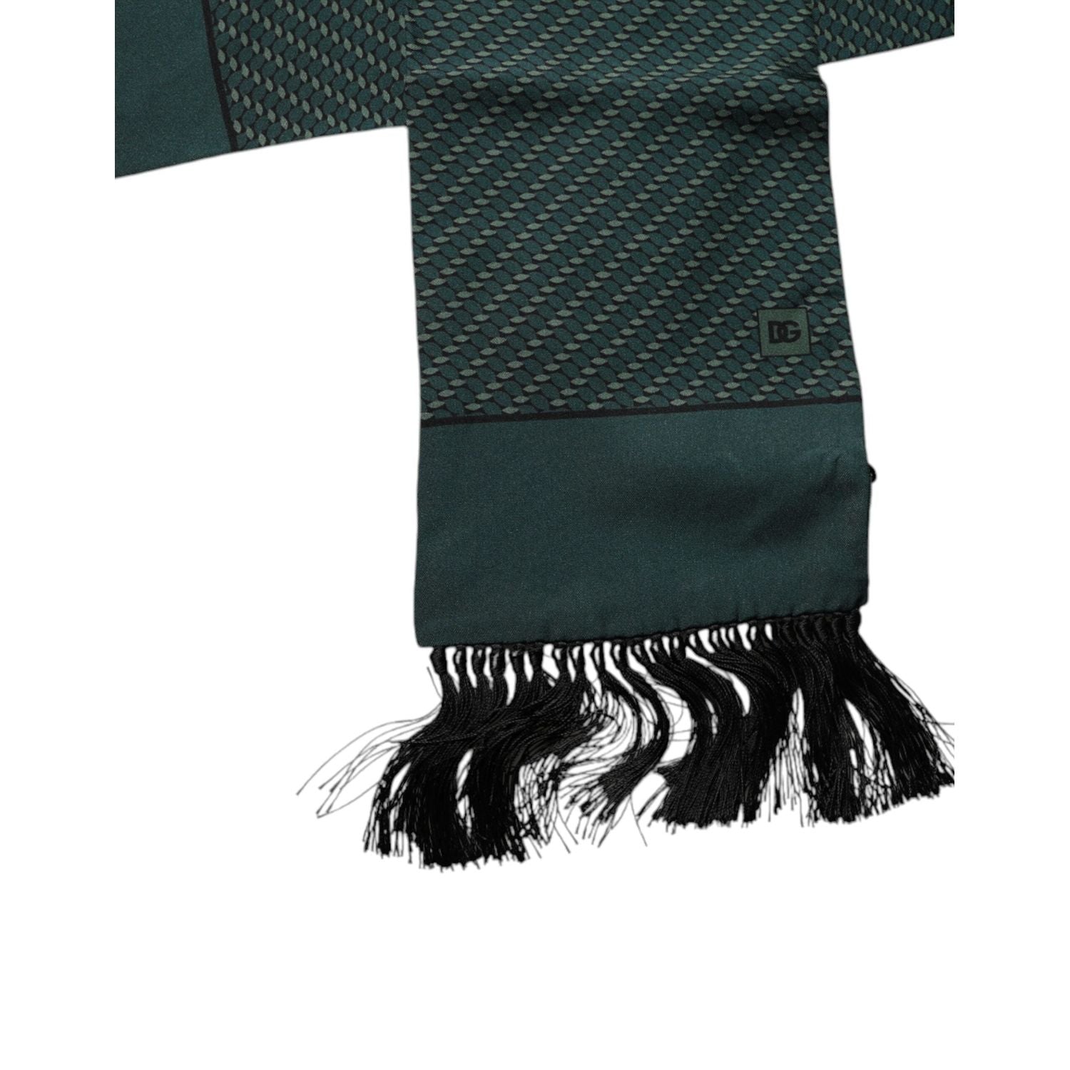 Dolce & Gabbana Dark Green Fantasy Fringes Neck Wrap Scarf