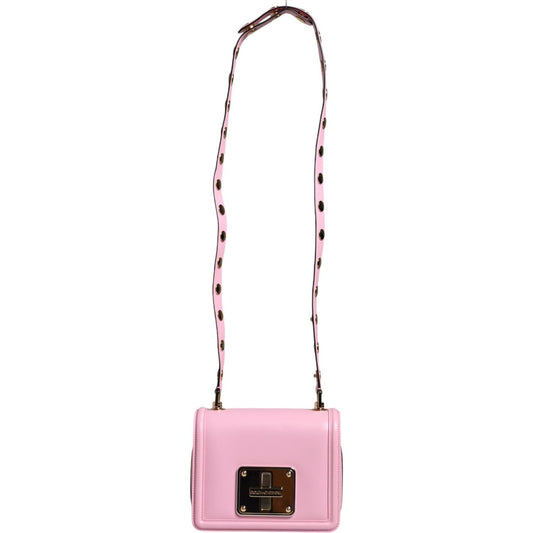 Dolce & Gabbana Baby Pink LOLA Leather Studded Crossbody Strap Bag BAG4086