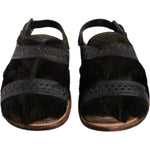 Dolce & Gabbana Black Gazelle Hair Leather Flats Sandals Shoes MV5103-44