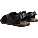 Dolce & Gabbana Black Gazelle Hair Leather Flats Sandals Shoes MV5103-44