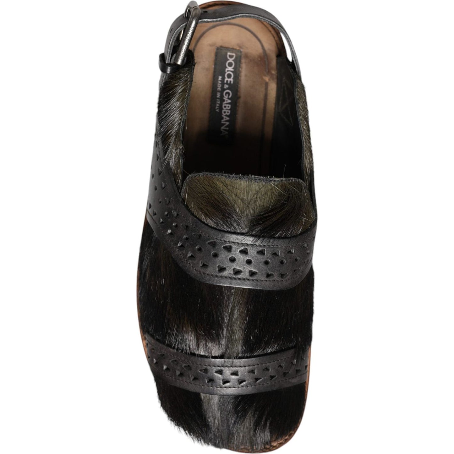 Dolce & Gabbana Black Gazelle Hair Leather Flats Sandals Shoes MV5103-44