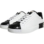 Dolce & Gabbana Black Leather Logo Portofino Sneaker Shoes MV6172-38