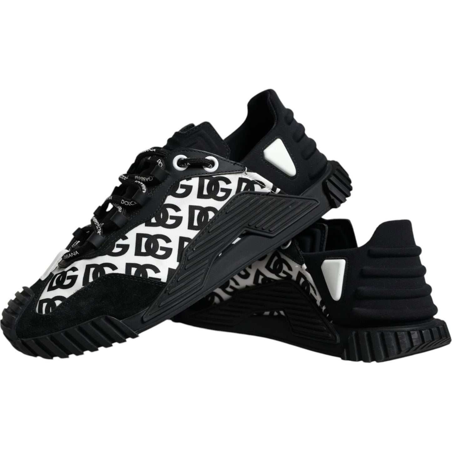 Dolce & Gabbana Black Logo Lace Up Low Top NS1 Sneakers Shoes MV6179-39.5