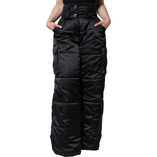 Dolce & Gabbana Black Quilted High Waist Women Boot Cut Pants PAN75531-40