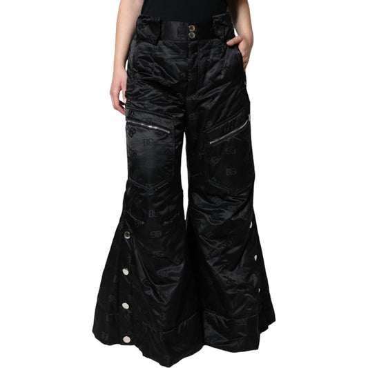 Dolce & Gabbana Black Quilted High Waist Women Wide Leg Pants PAN75549-40