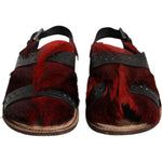 Dolce & Gabbana Black Red Gazelle Hair Leather Sandals Shoes MV5104-43