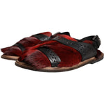 Dolce & Gabbana Black Red Gazelle Hair Leather Sandals Shoes MV5104-43