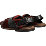 Dolce & Gabbana Black Red Gazelle Hair Leather Sandals Shoes MV5104-43