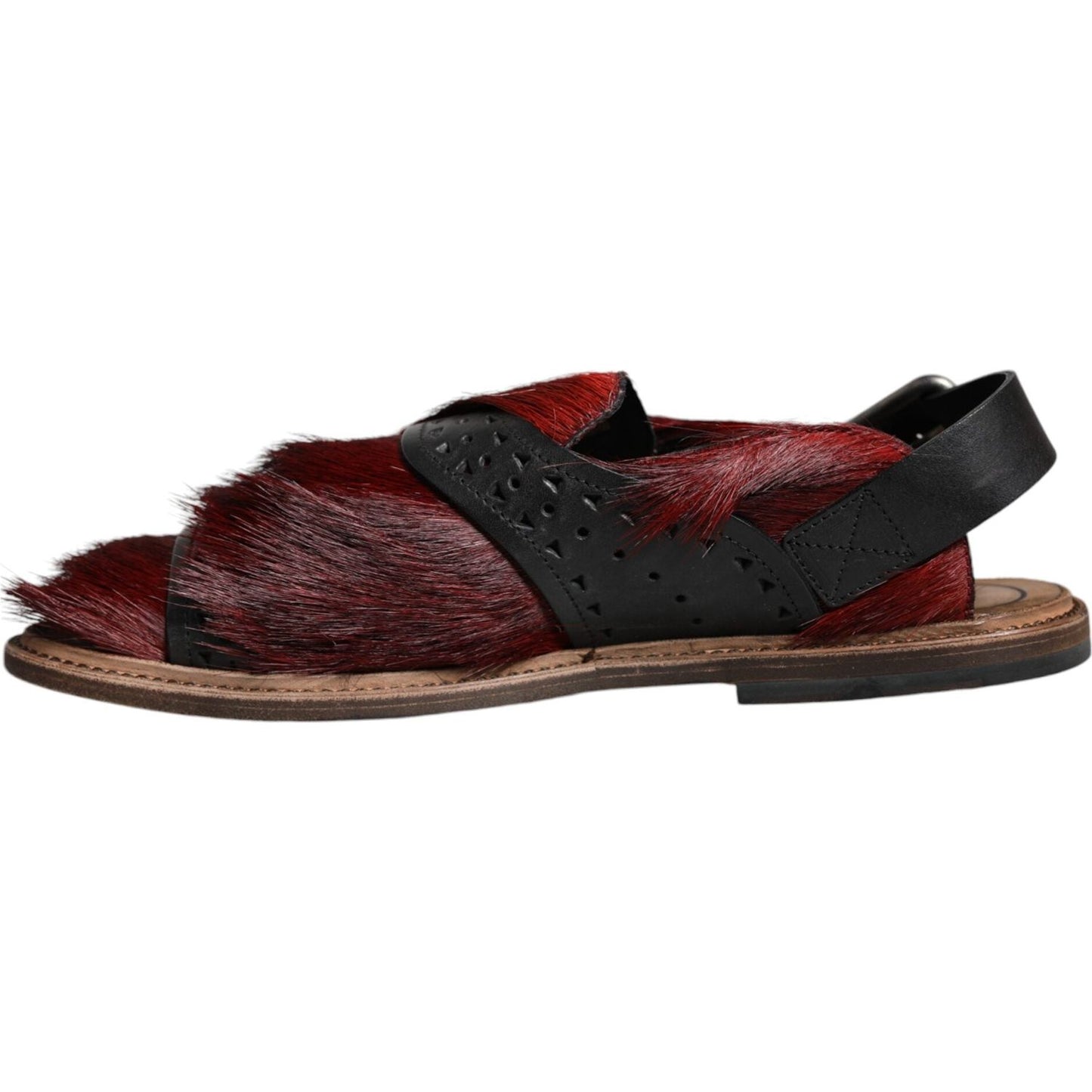 Dolce & Gabbana Black Red Gazelle Hair Leather Sandals Shoes MV5104-43