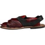 Dolce & Gabbana Black Red Gazelle Hair Leather Sandals Shoes MV5104-43