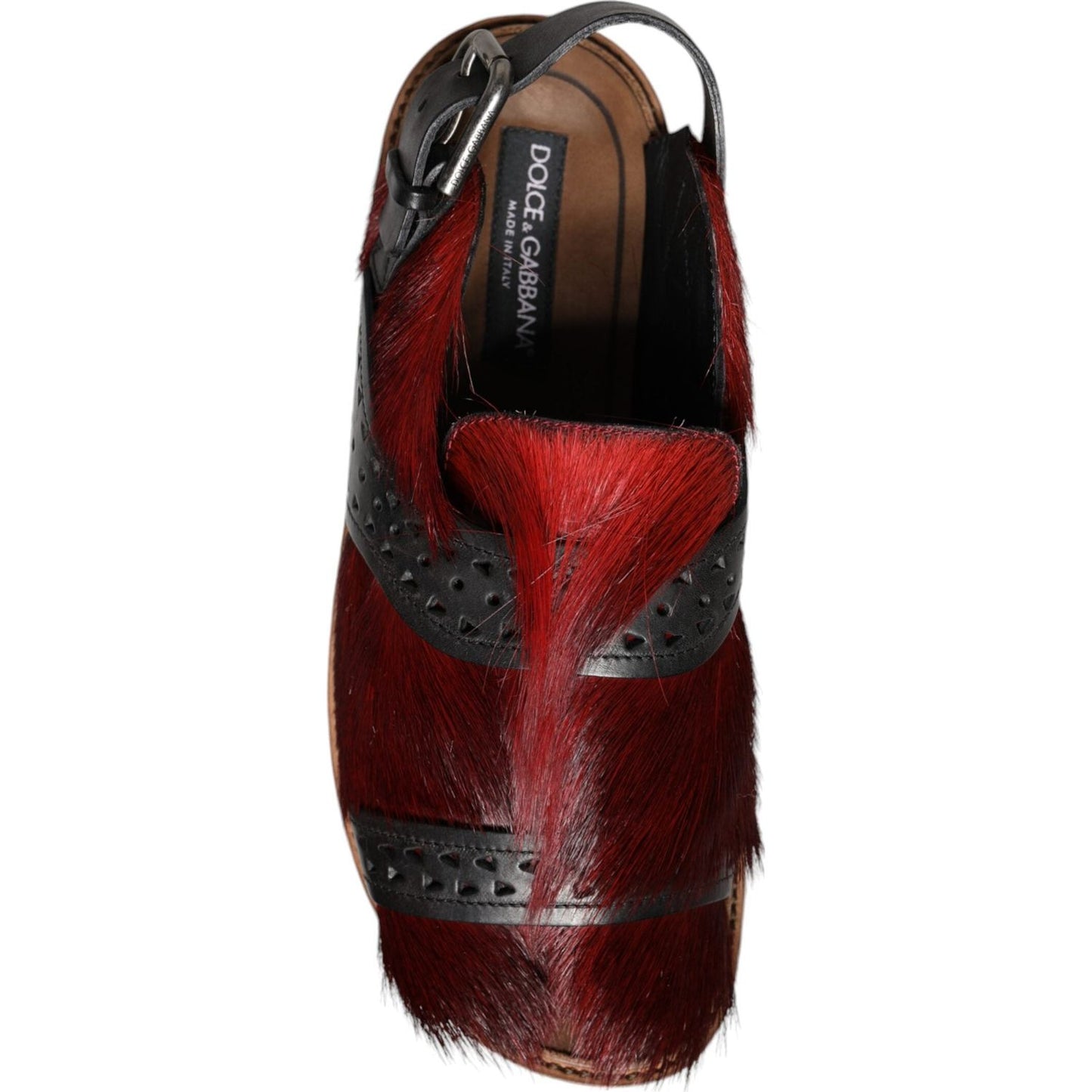 Dolce & Gabbana Black Red Gazelle Hair Leather Sandals Shoes MV5104-43