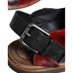 Dolce & Gabbana Black Red Gazelle Hair Leather Sandals Shoes MV5104-43