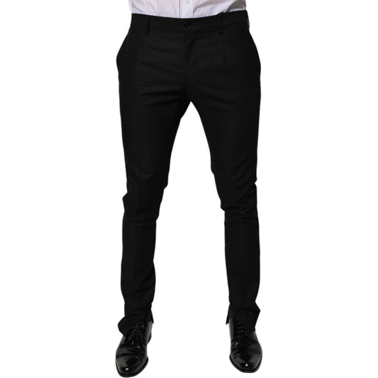 Dolce & Gabbana Black Virgin Wool MenSkinny Dress Formal Pants PAN75048-50