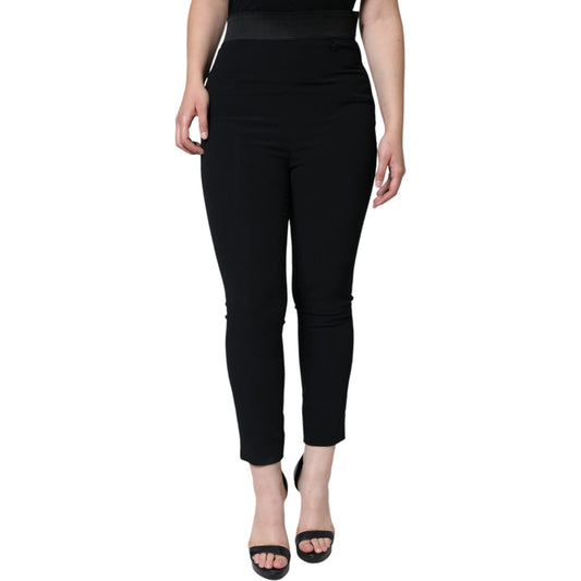 Dolce & Gabbana Black Viscose High Waist Tapered Pants PAN75576-40