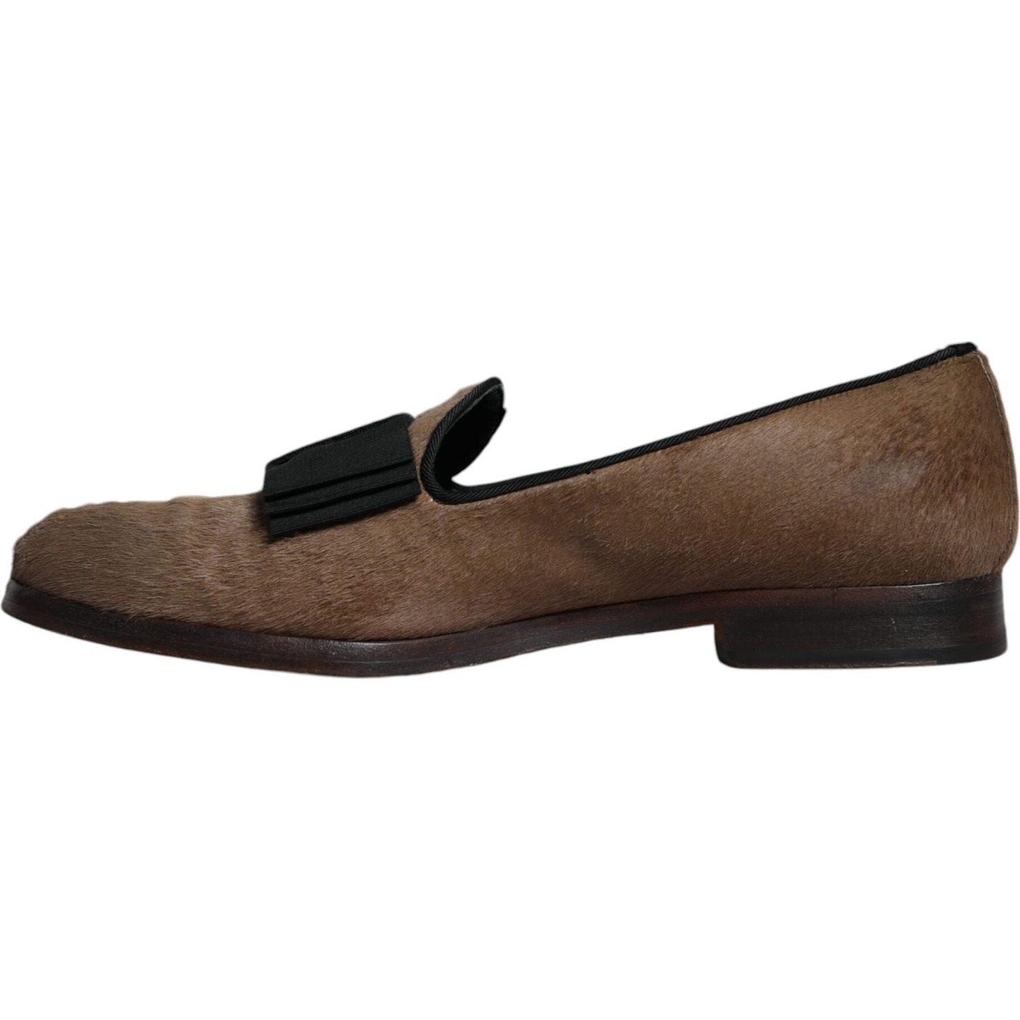 Dolce & Gabbana Brown Calf Hair Leather Loafers Formal Dress Shoes MV6220-42