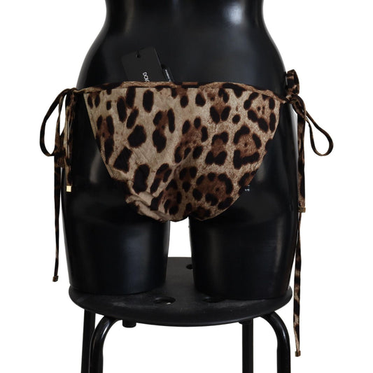 Dolce & Gabbana Brown Leopard Print Swimsuit Swimwear Bikini Bottom BIK1641-4