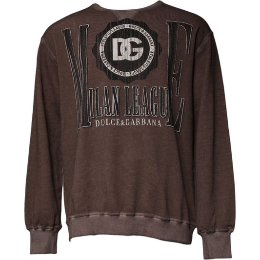 Dolce & Gabbana Brown Logo Print Crew Neck Pullover Sweater TSH87586-48