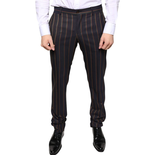 Dolce & Gabbana Brown Stripes Skinny Men Dress Pants PAN75347-48