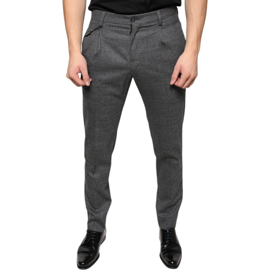 Dolce & Gabbana Gray Check Tartan Wool Skinny Pants PAN74866-44