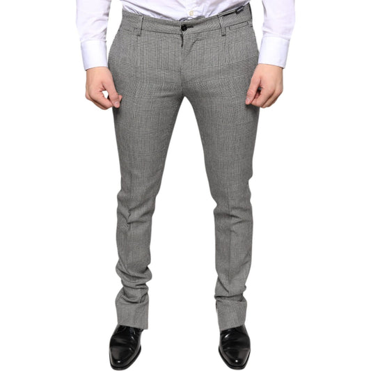Dolce & Gabbana Gray Check Tartan Wool Skinny Pants PAN75345-48