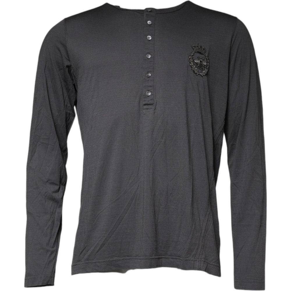Dolce & Gabbana Gray Crown Bee Embroidery Pullover Sweater TSH86888-52