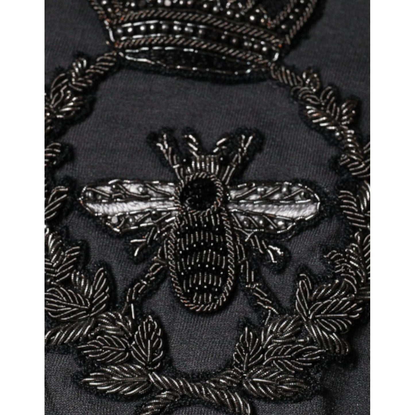 Dolce & Gabbana Gray Crown Bee Embroidery Pullover Sweater TSH86888-52