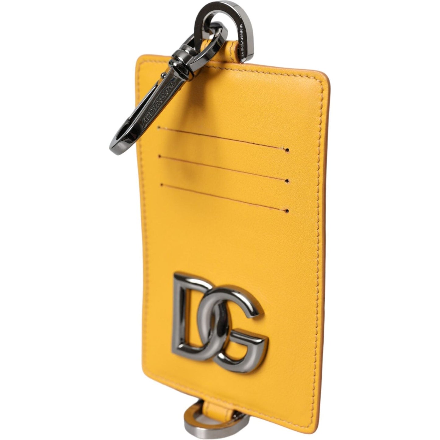 Dolce & Gabbana Orange Calf Leather Credit Card Holder Clip On Wallet SMY10328