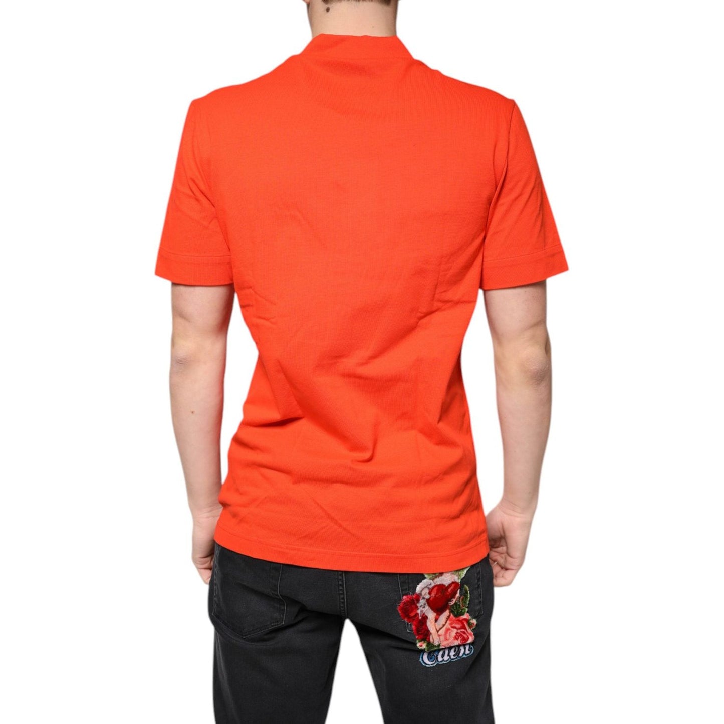Dolce & Gabbana Orange Cotton Button Down Casual Polo Shirt TSH84559-44