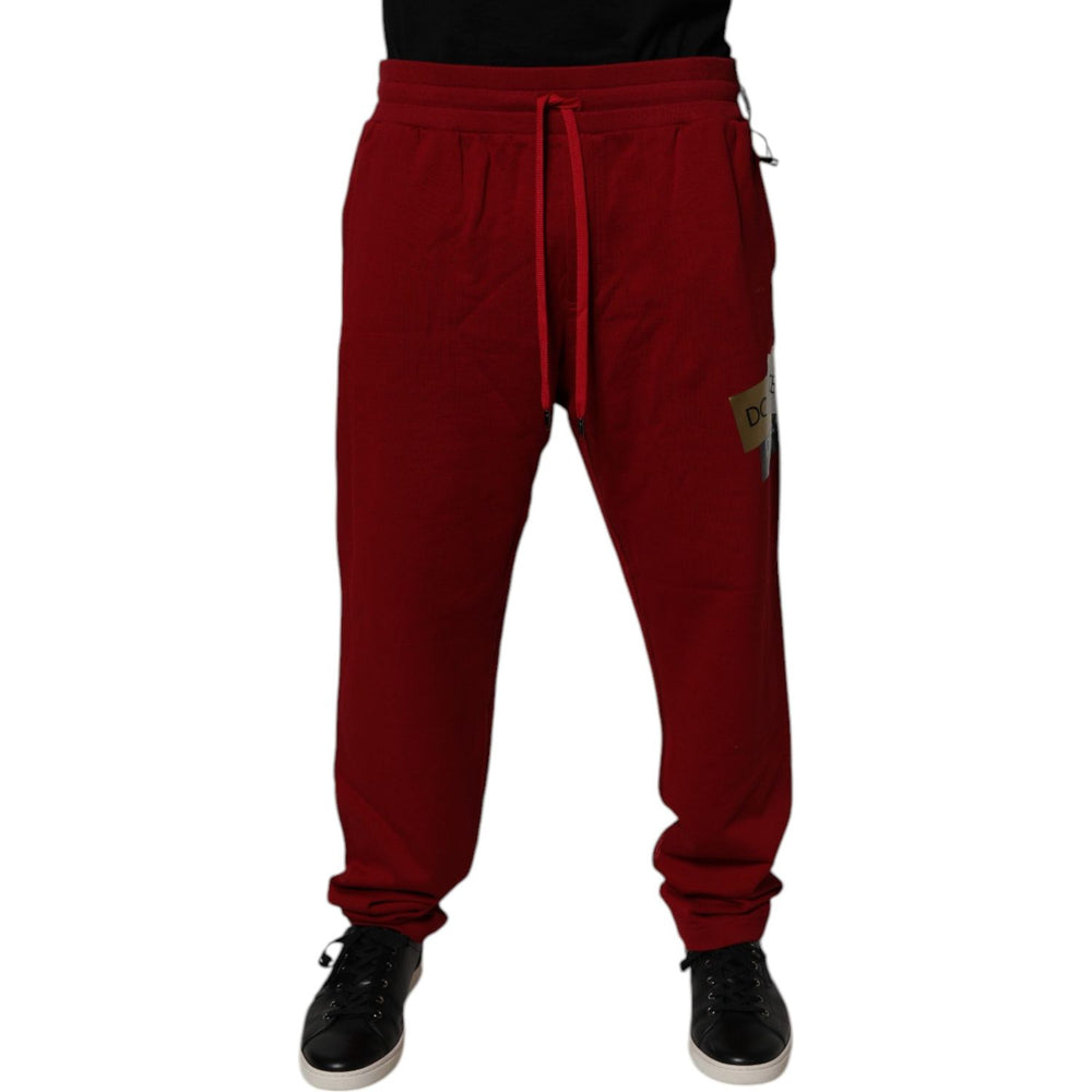 Dolce & Gabbana Red Logo Tape Cotton Jogger Sweatpants Pants PAN75041-58