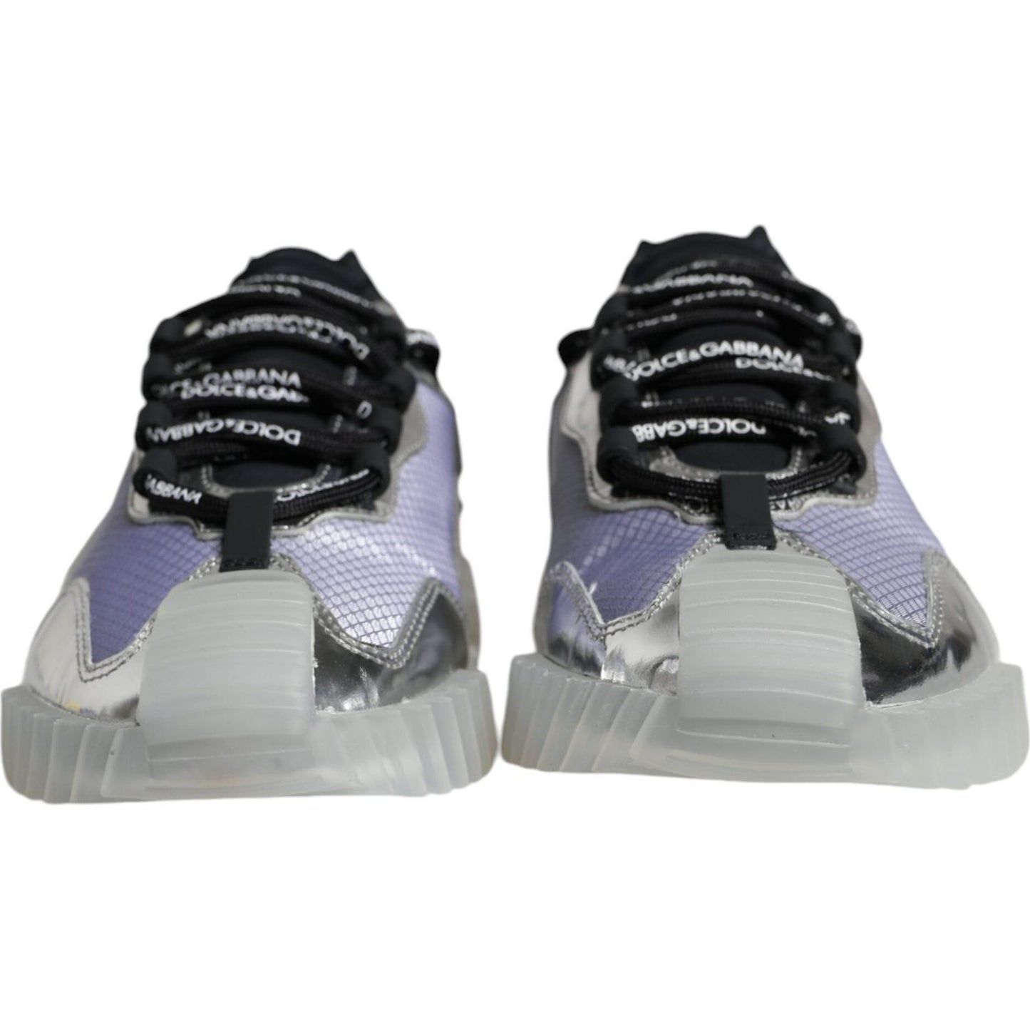 Dolce & Gabbana Silver Black Nylon NS1 Low Top Sneakers Shoes MV6143-40