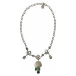 Dolce & Gabbana Silver Brass Clear Crystal Roses Pendants Necklace SMY101217