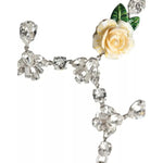 Dolce & Gabbana Silver Brass Clear Crystal Roses Pendants Necklace SMY101217
