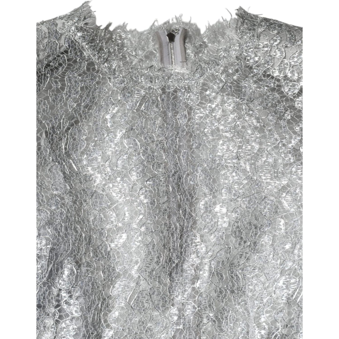 Dolce & Gabbana Silver Floral Lace Bodycon Sheath Midi Dress DR281259-40