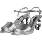 Dolce & Gabbana Silver KEIRA Heels Ankle Strap Sandals Shoes LA11998-35