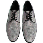 Dolce & Gabbana Silver Leather Rhinestones Derby Dress Shoes MV6249-40