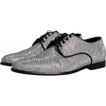 Dolce & Gabbana Silver Leather Rhinestones Derby Dress Shoes MV6249-40