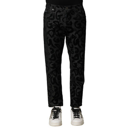 Dolce & Gabbana Gray Cotton DG Logo Straight Men Denim Jeans