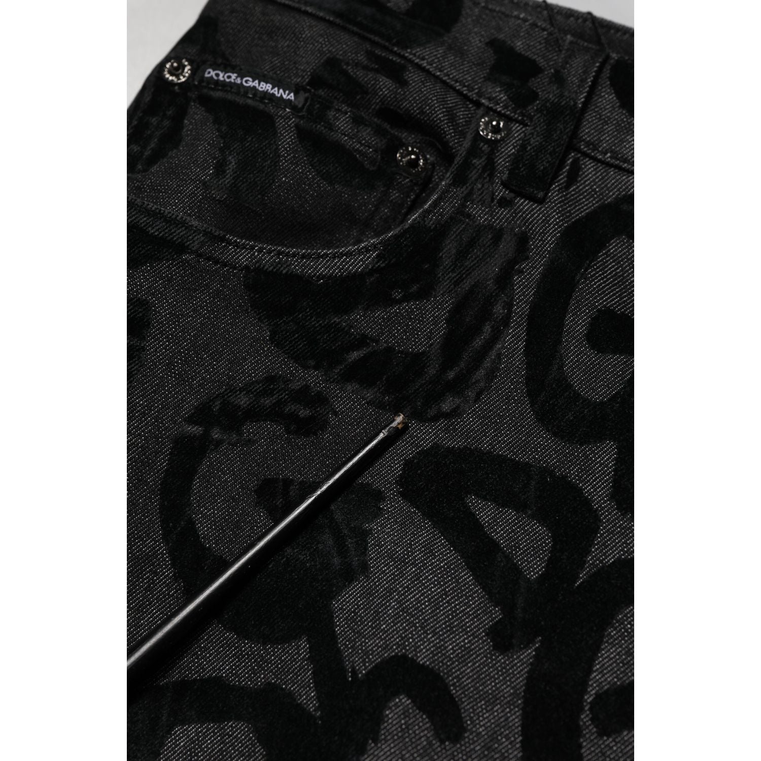 Dolce & Gabbana Gray Cotton DG Logo Straight Men Denim Jeans