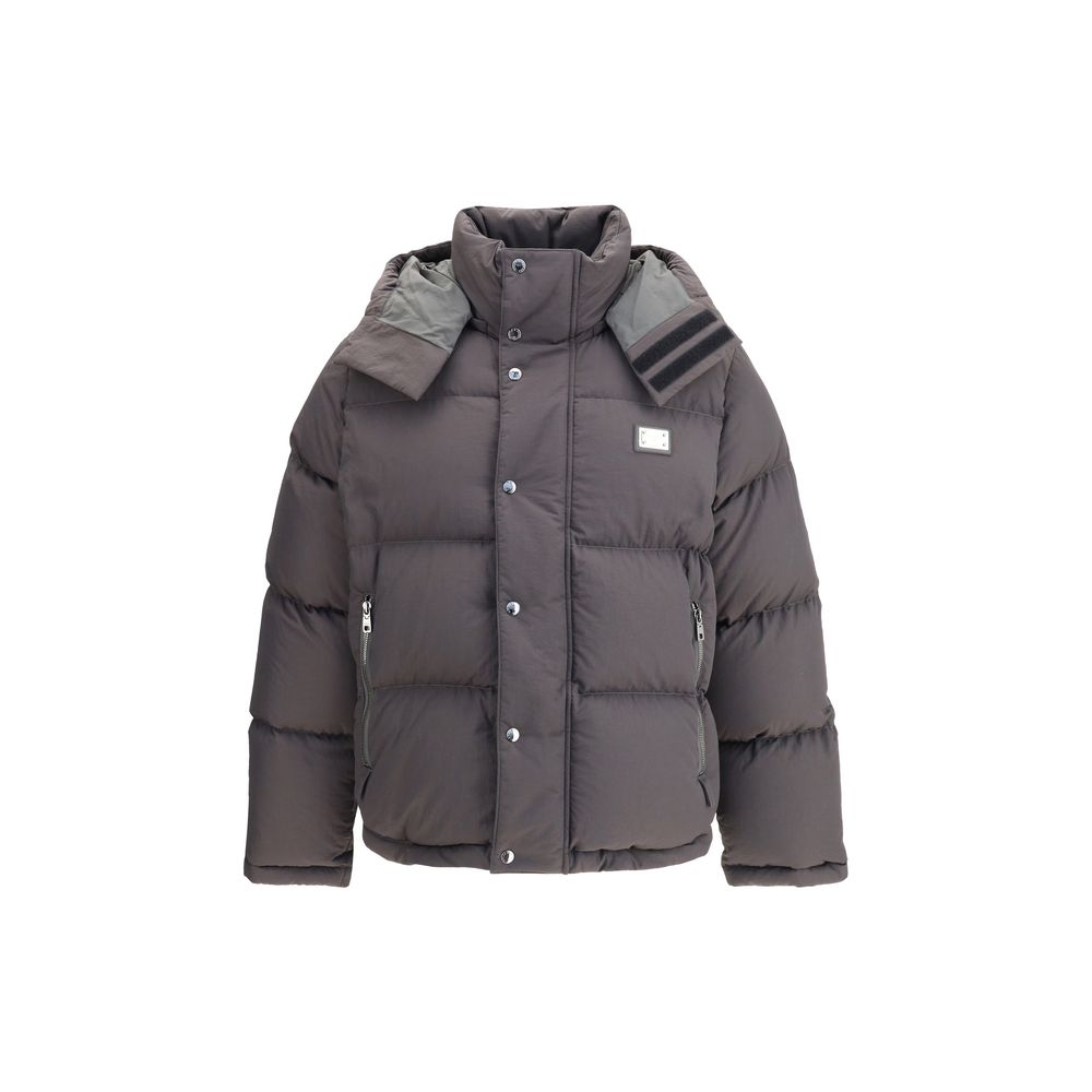 Dolce & Gabbana Gray Padded Down Jacket Polyester Coat