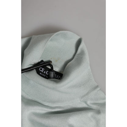 Dolce & Gabbana Gray Turtle Neck 3/4 Sleeves Pullover Top in soft fabric with logo details visible on clothing tag.