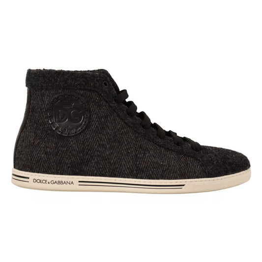 Dolce & Gabbana Gray Wool Cotton Casual High Top Sneakers