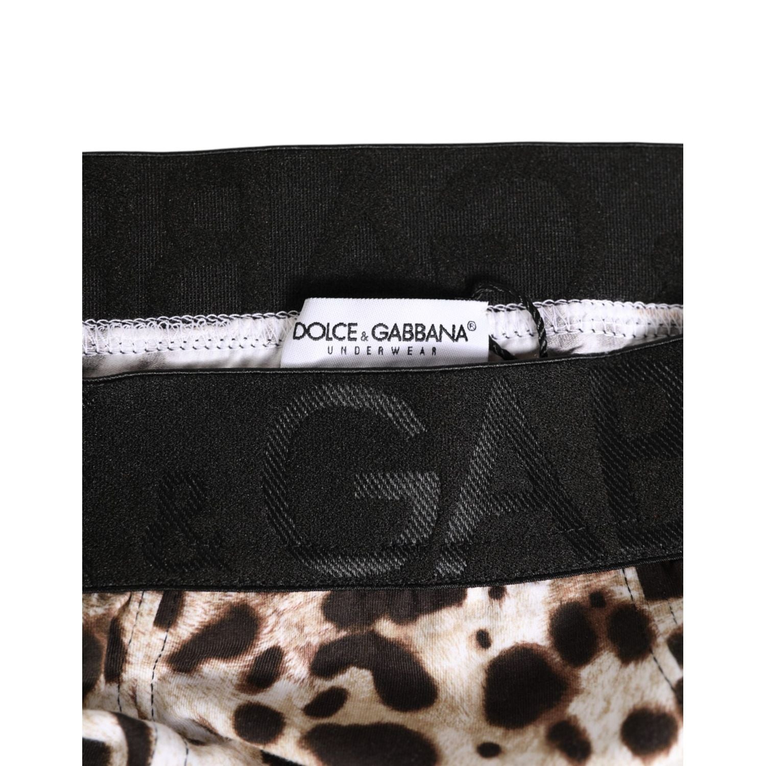 Dolce & Gabbana Leopard Print Black Waistband Cotton Underwear