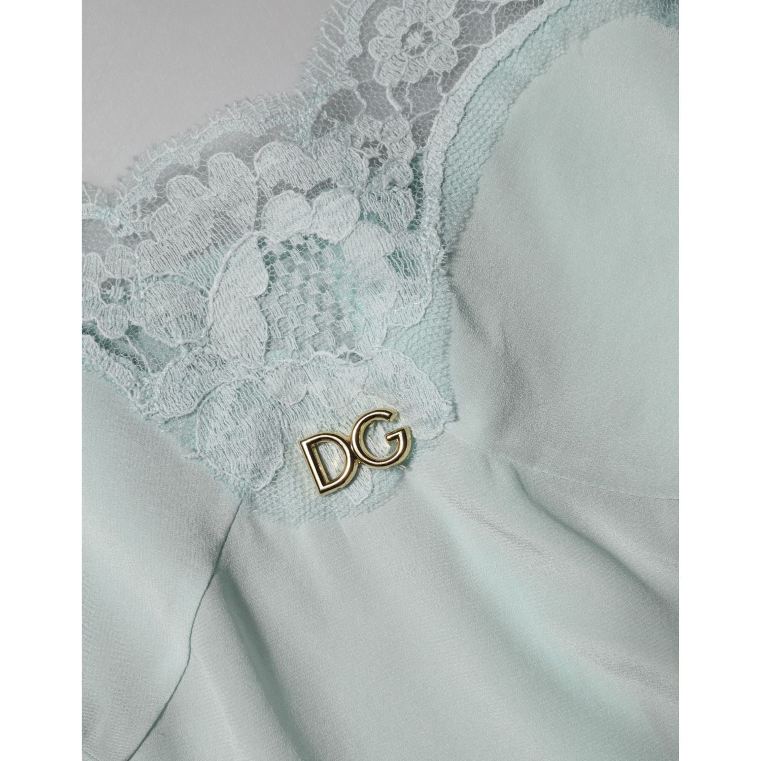 Dolce & Gabbana Light Blue Silk Lace Midi Bodycon Slip Dress