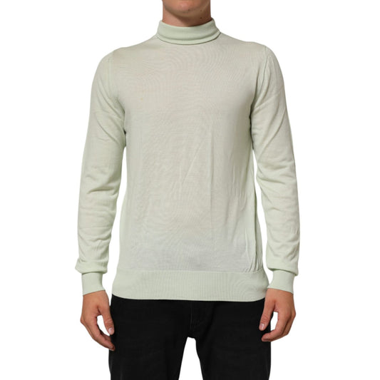 Dolce & Gabbana Light Green Logo TurtleNeck Pullover Sweater